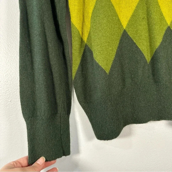 Merona Y2K Knit Wool Blend Green Patterned Crew Neck Sweater Size Medium M - Picture 7 of 7